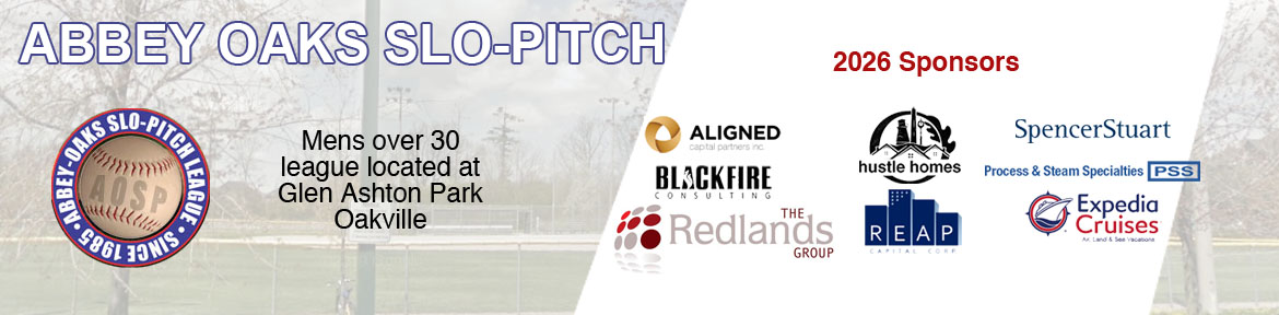 Abbey-Oaks Slo-Pitch — Men's over-30 slo-pitch in Oakville, Ontario